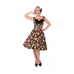 Ophelia Lindy Bop Rockabilly Blk Floral Dress